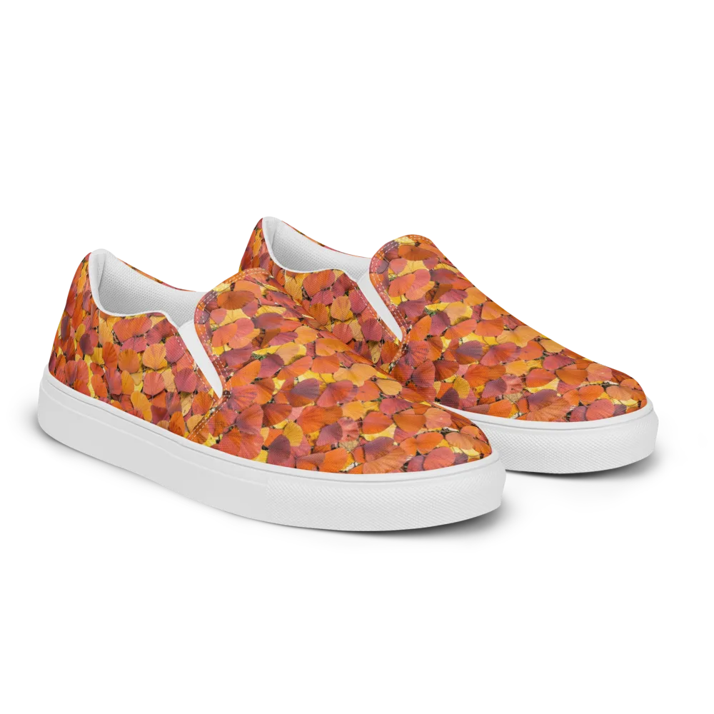 Autumn Ginkgo on Women's Slip-On Canvas Shoes — Right Front