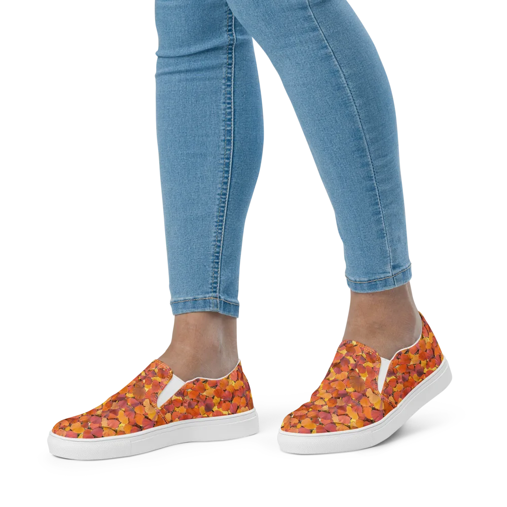 Autumn Ginkgo on Women's Slip-On Canvas Shoes — Front