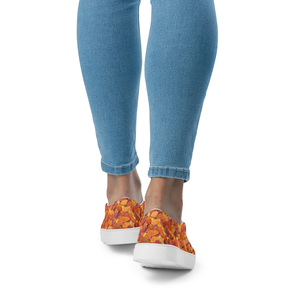 Autumn Ginkgo on Women's Slip-On Canvas Shoes — Back
