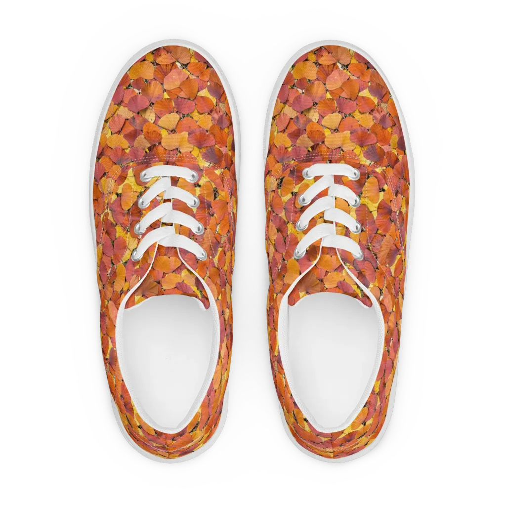 Autumn Ginkgo on Men's Lace-Up Canvas Shoes — Front