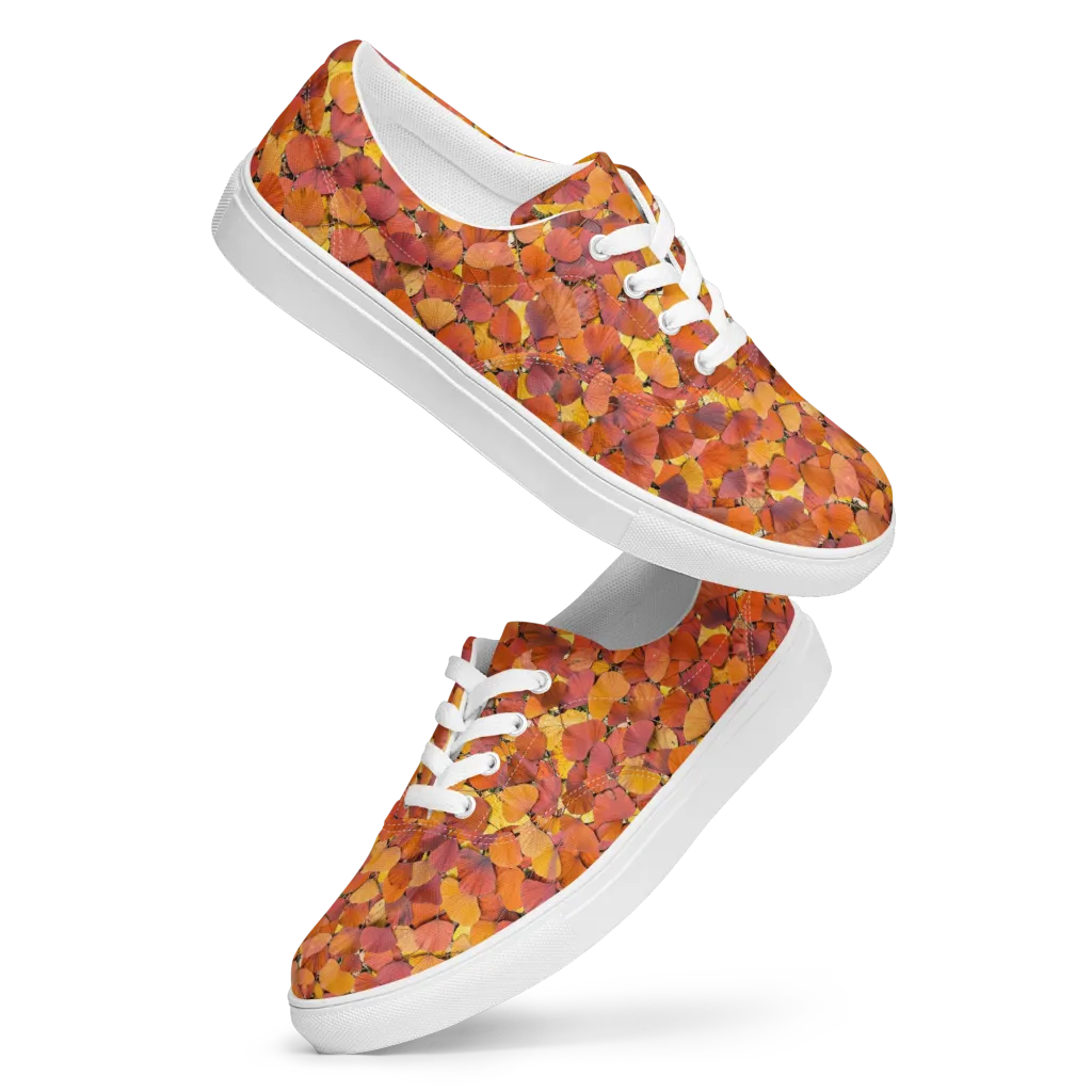 Autumn Ginkgo on Men's Lace-Up Canvas Shoes — Front