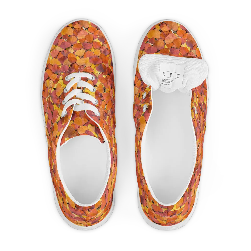 Autumn Ginkgo on Men's Lace-Up Canvas Shoes — Front