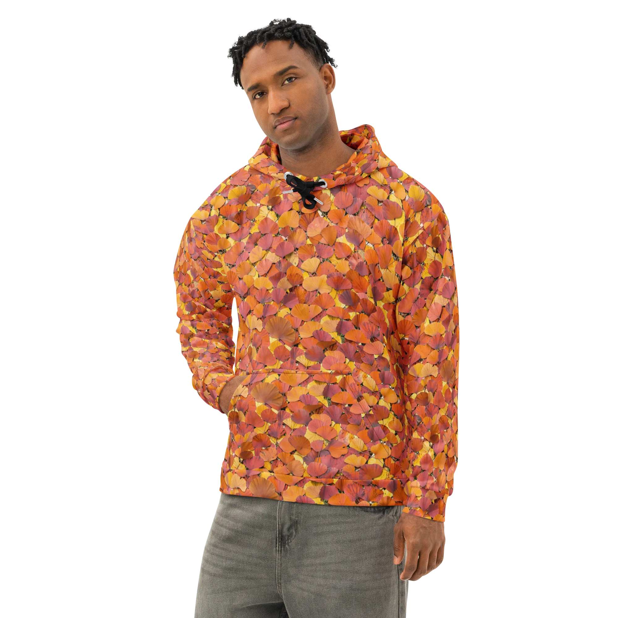 Autumn Ginkgo on Cotton Hoodie — Left Front