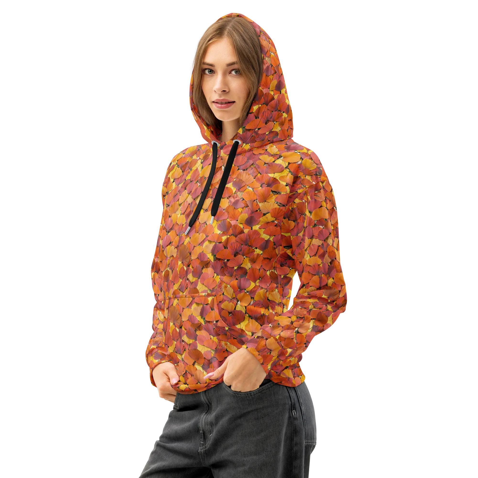 Autumn Ginkgo on Cotton Hoodie — Left Front