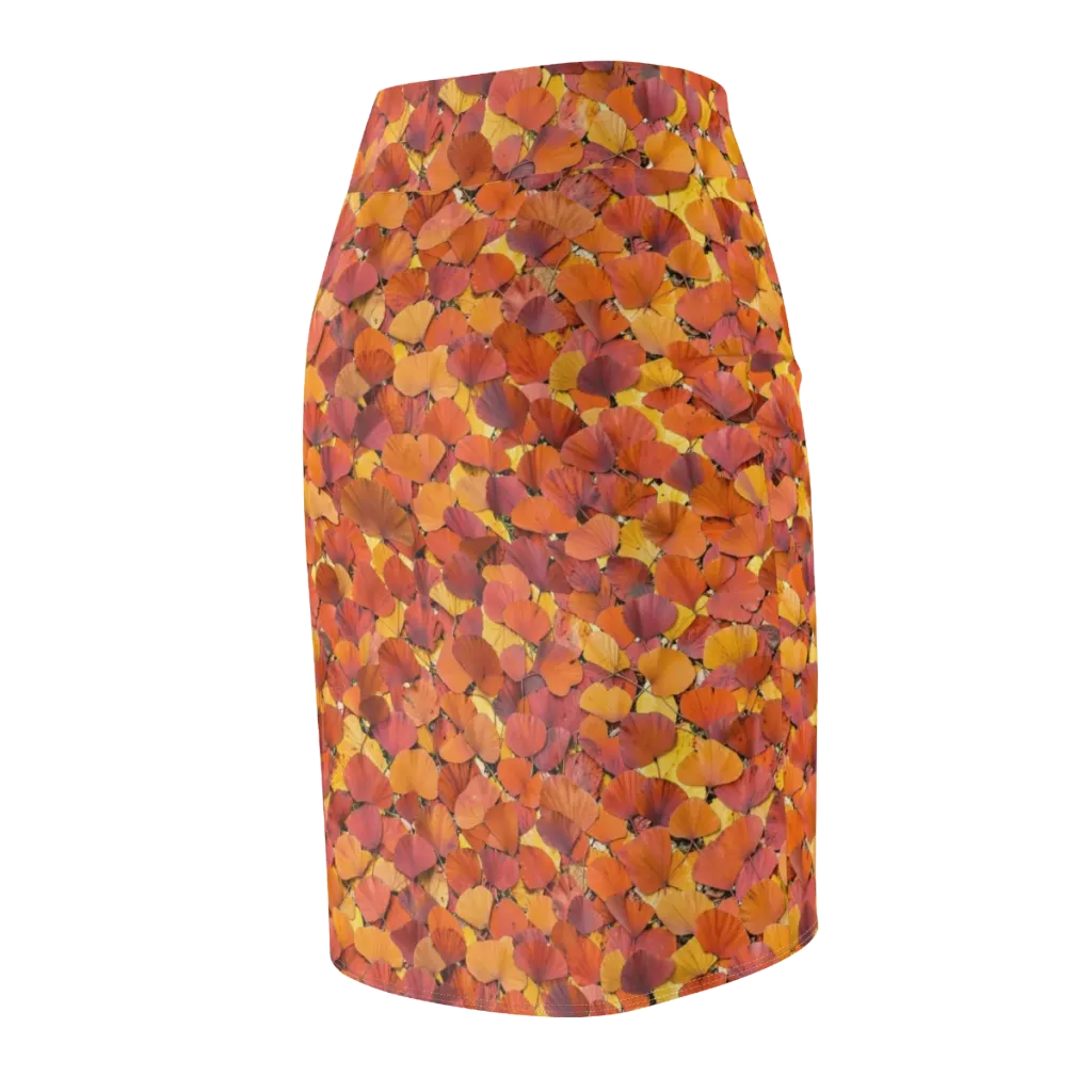 Autumn Ginkgo on Pencil Skirt — Back Side