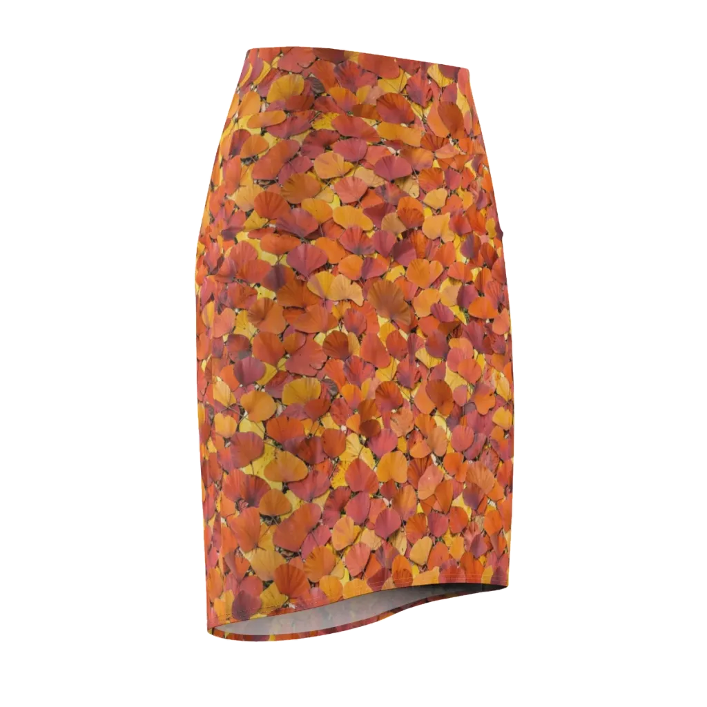 Autumn Ginkgo on Pencil Skirt — Front Side