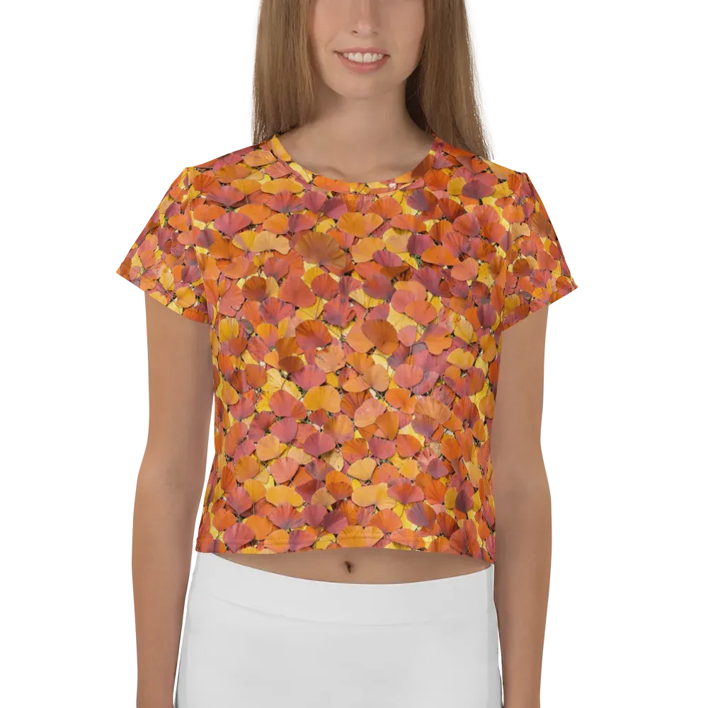 Autumn Ginkgo on Crop Tee — Front