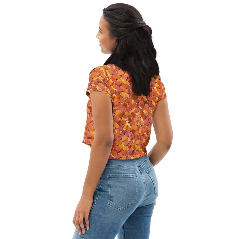 Autumn Ginkgo on Crop Tee — Left Back
