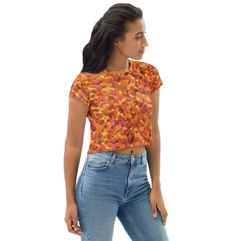 Autumn Ginkgo on Crop Tee — Right Front