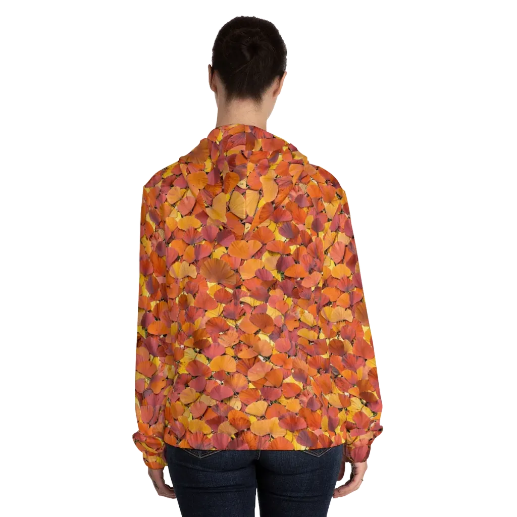 Autumn Ginkgo on Women's Full-Zip Hoodie — Back On Person