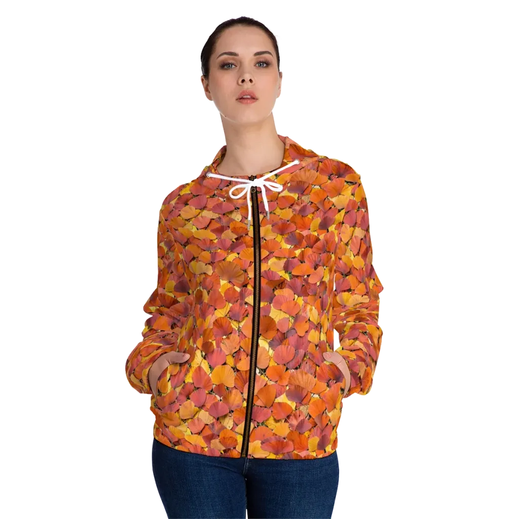 Autumn Ginkgo on Women's Full-Zip Hoodie — Front On Person