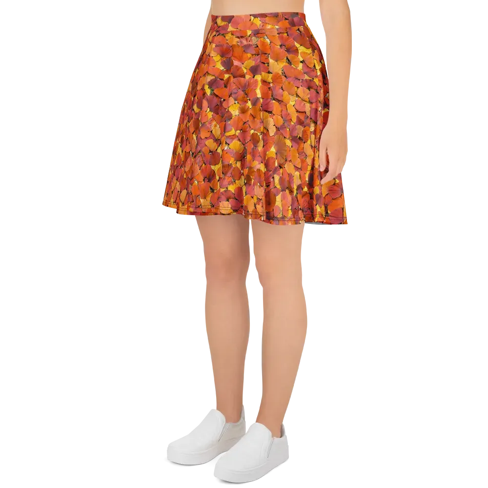 Autumn Ginkgo on Skater Skirt — Left