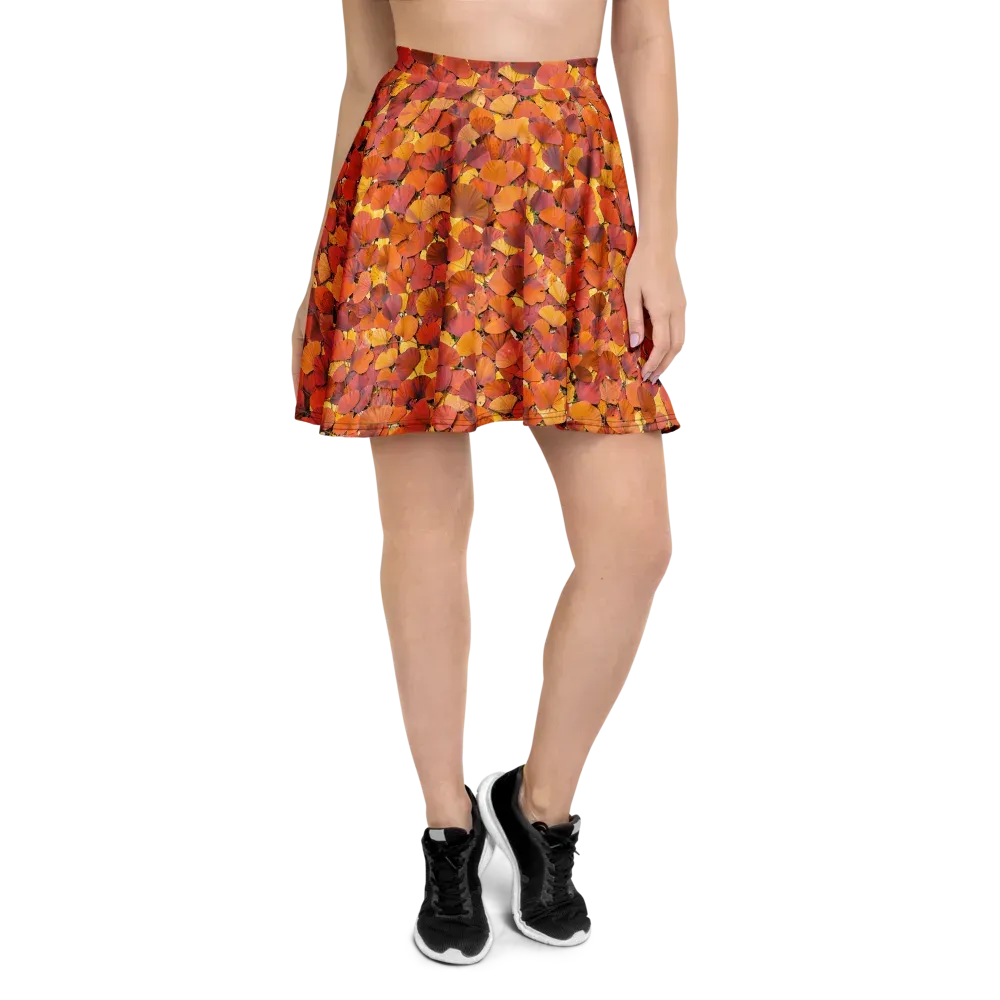 Autumn Ginkgo on Skater Skirt — Front
