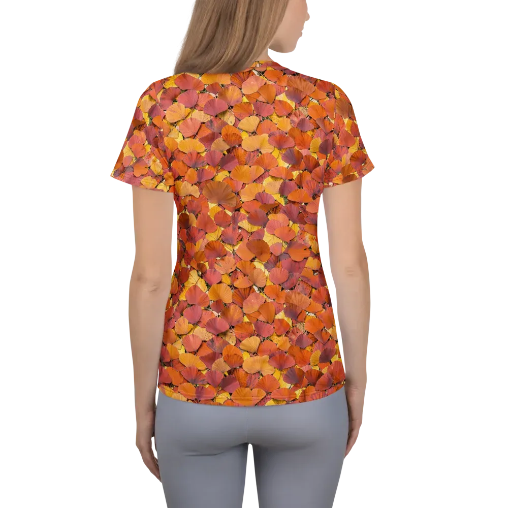 Autumn Ginkgo on Women's Athletic T-Shirt — Back