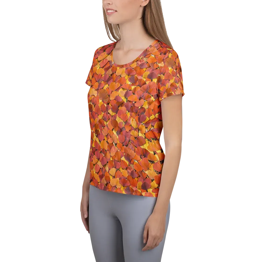 Autumn Ginkgo on Women's Athletic T-Shirt — Left