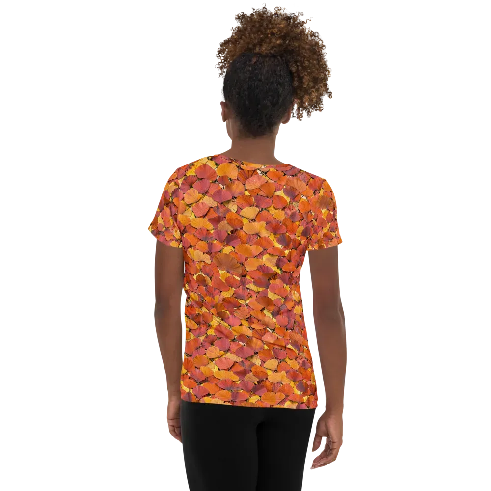 Autumn Ginkgo on Women's Athletic T-Shirt — Back