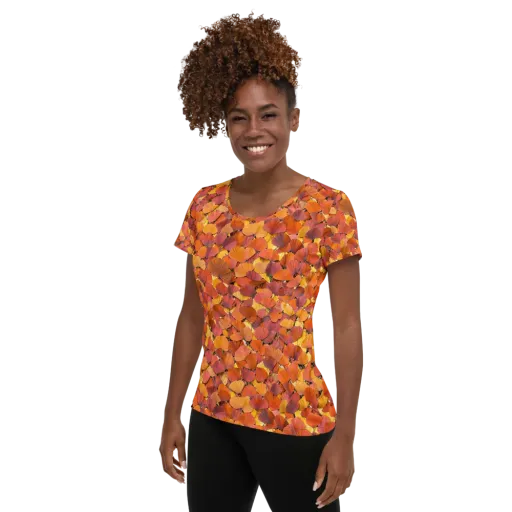 Autumn Ginkgo on a Women's Athletic T-Shirt
