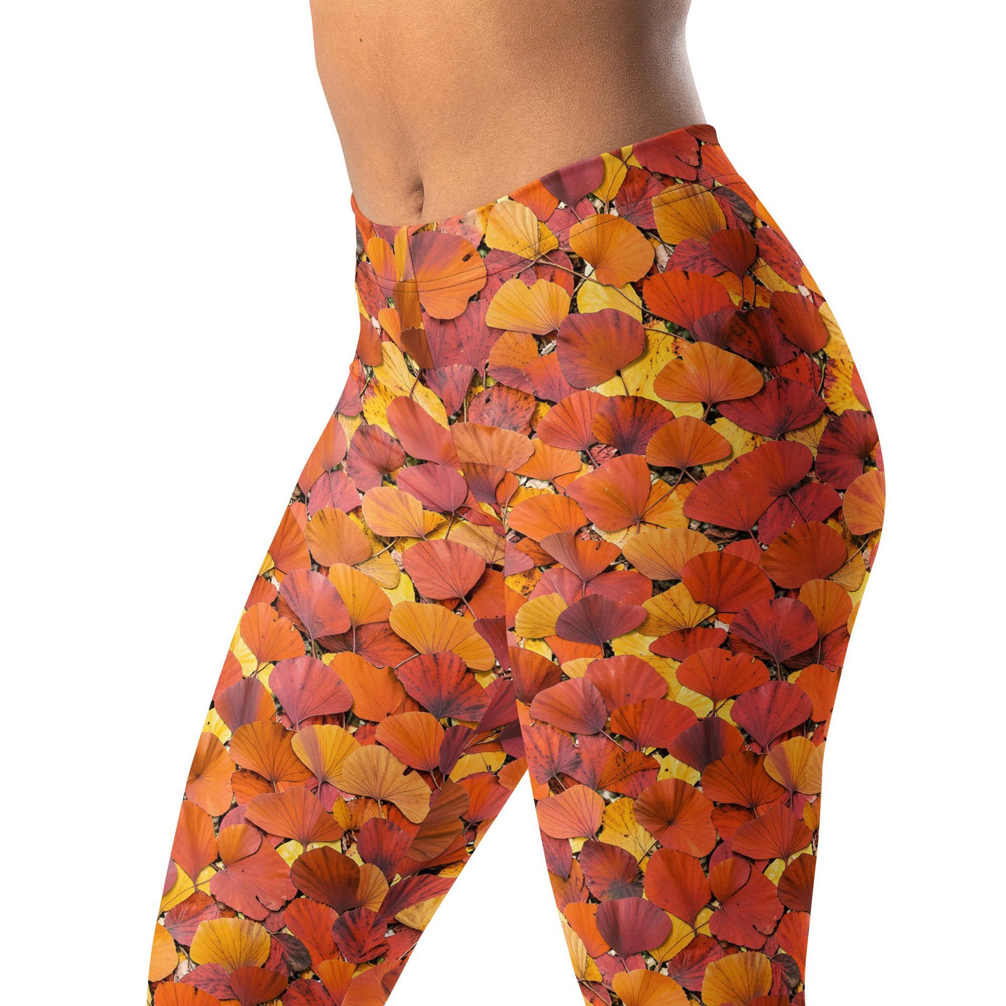 Autumn Ginkgo on Leggings — Left Front