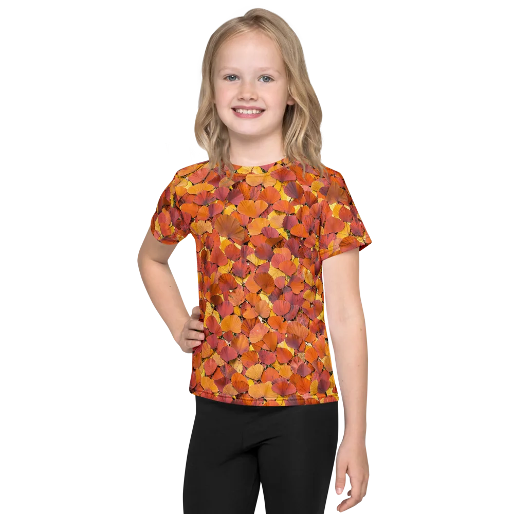 Autumn Ginkgo on Kids Crew Neck T-Shirt — Front