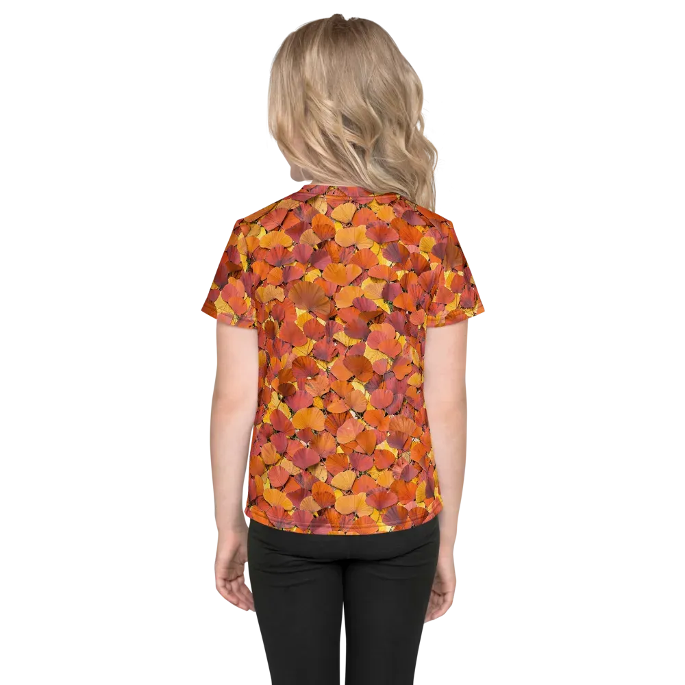 Autumn Ginkgo on Kids Crew Neck T-Shirt — Back