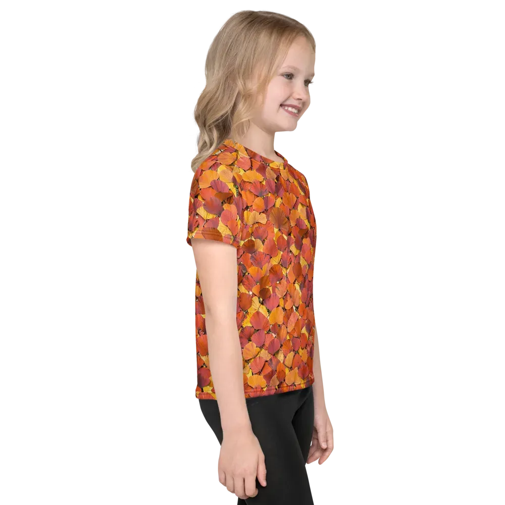 Autumn Ginkgo on Kids Crew Neck T-Shirt — Right