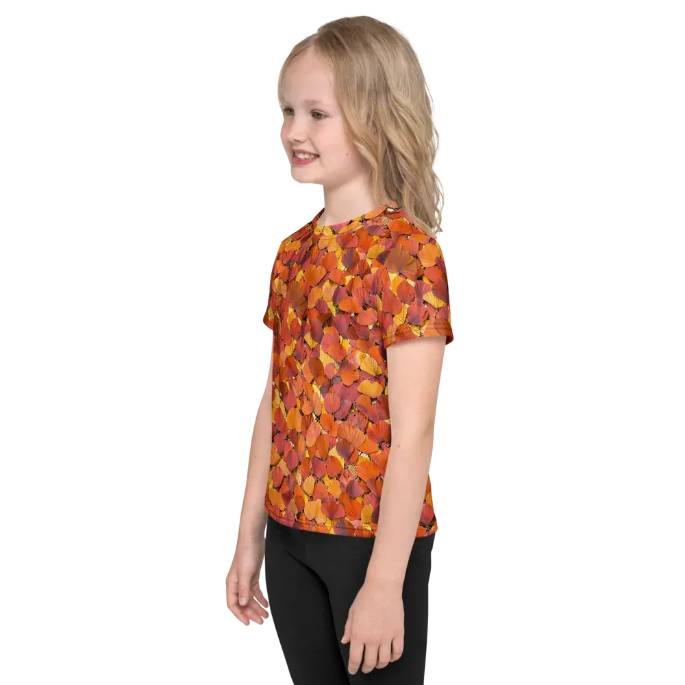Autumn Ginkgo on Kids Crew Neck T-Shirt — Left