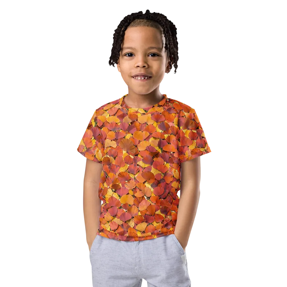 Autumn Ginkgo on Kids Crew Neck T-Shirt — Front