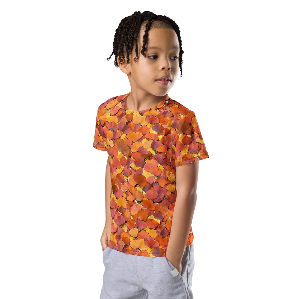 Autumn Ginkgo on Kids Crew Neck T-Shirt — Left Front