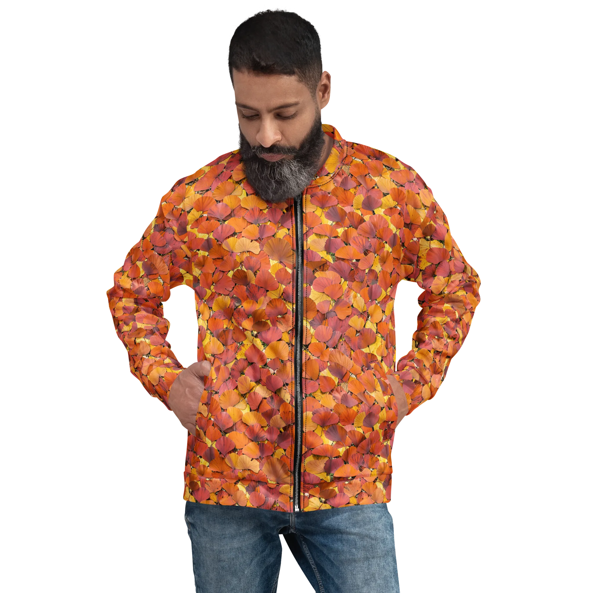 Autumn Ginkgo on Bomber Jacket — Front