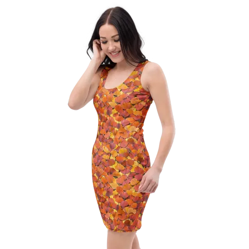 Autumn Ginkgo on a Bodycon Dress