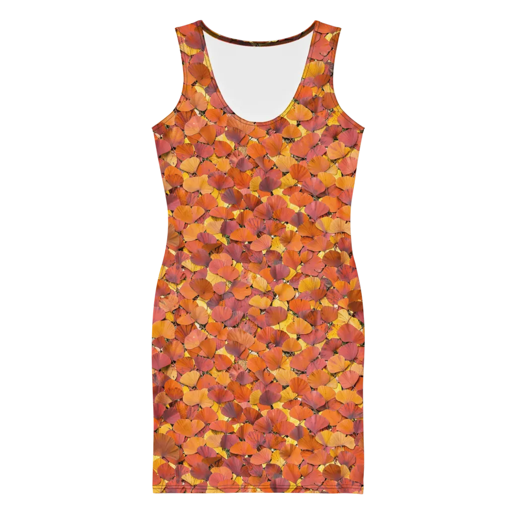 Autumn Ginkgo on Bodycon Dress — Front