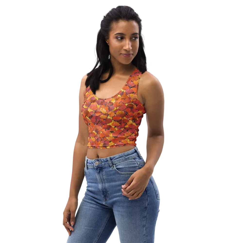 Autumn Ginkgo on Crop Top — Left Front