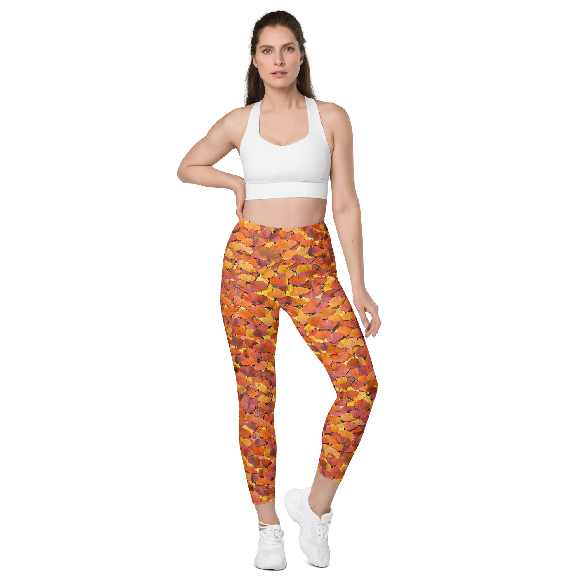 Autumn Ginkgo on Leggings with Pockets — Front