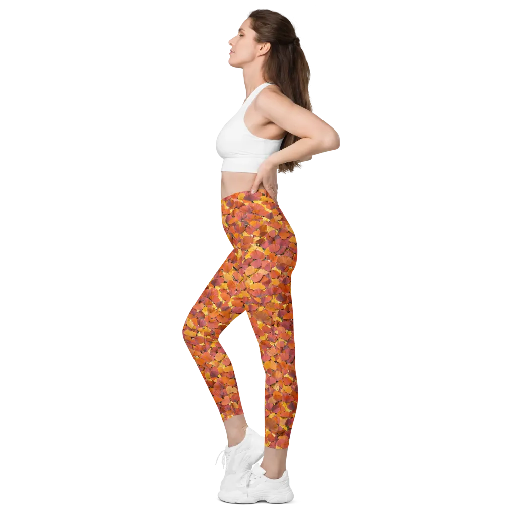 Autumn Ginkgo on Leggings with Pockets — Left