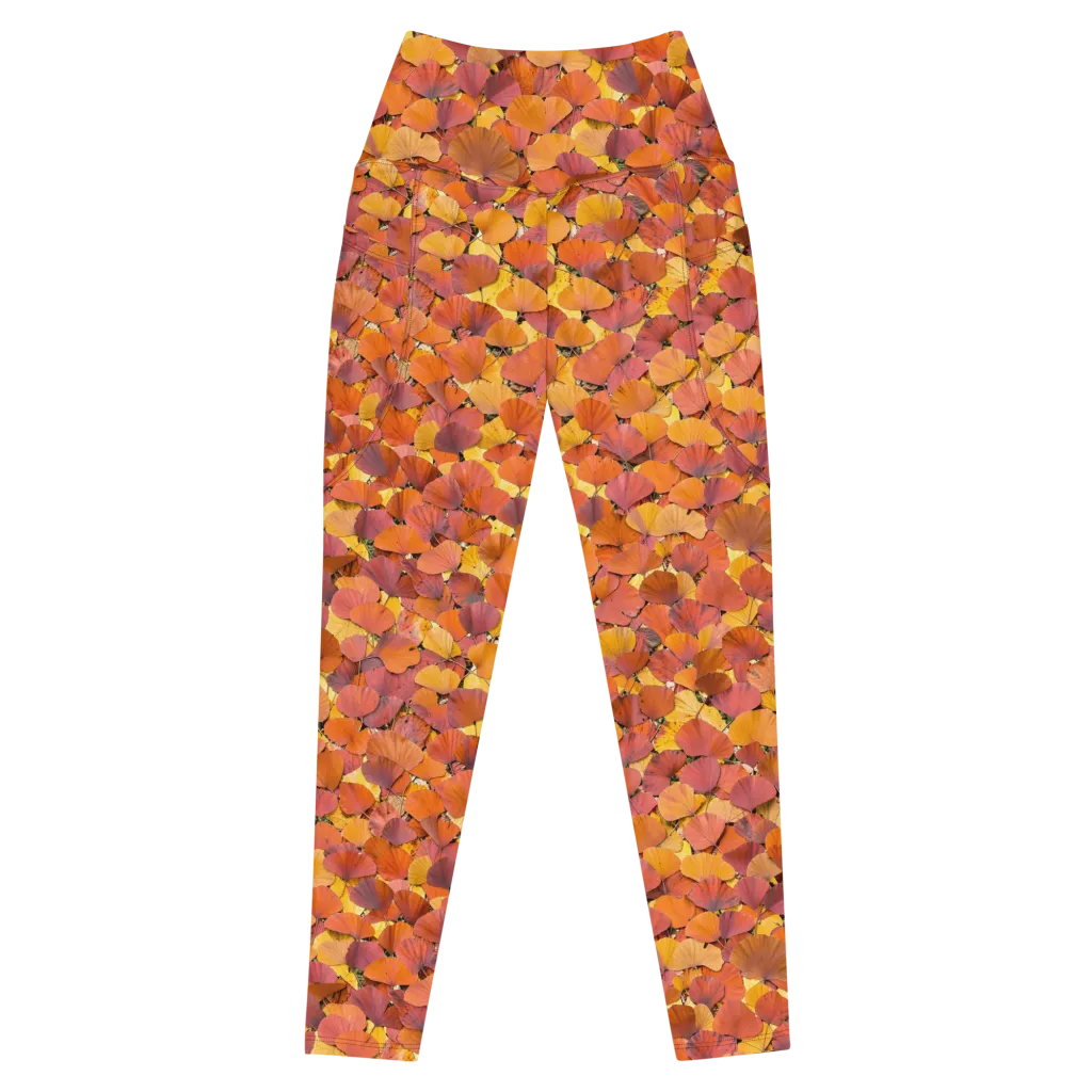 Autumn Ginkgo on Leggings with Pockets — Front