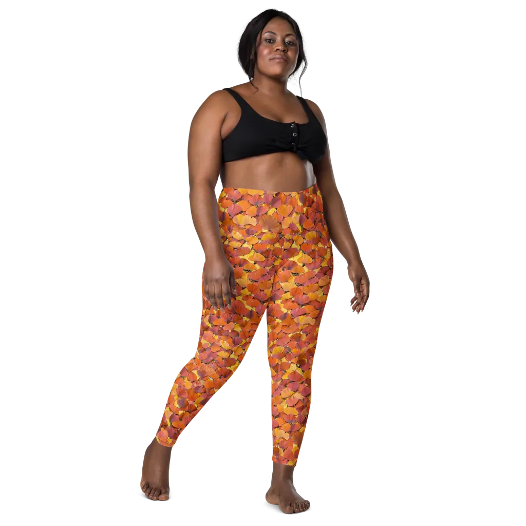 Autumn Ginkgo on Leggings with Pockets — Front