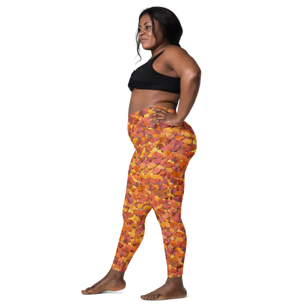Autumn Ginkgo on Leggings with Pockets — Left