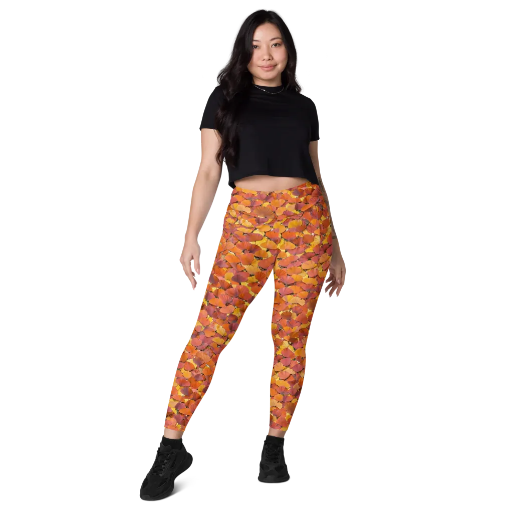 Autumn Ginkgo on Leggings with Pockets — Front