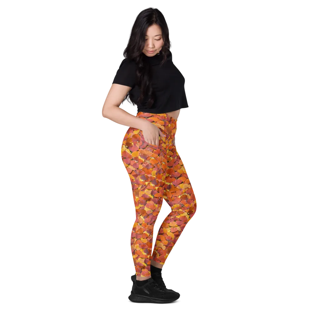 Autumn Ginkgo on Leggings with Pockets — Right