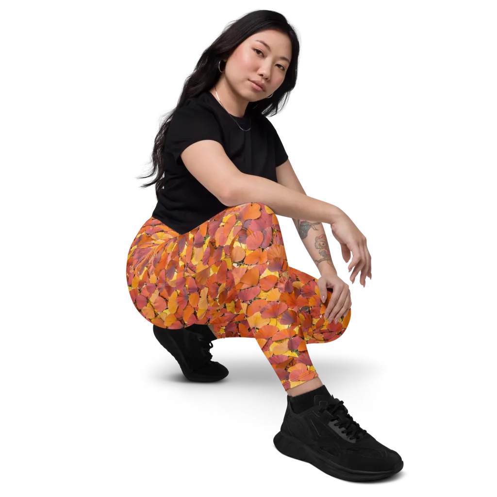 Autumn Ginkgo on Leggings with Pockets — Right Front