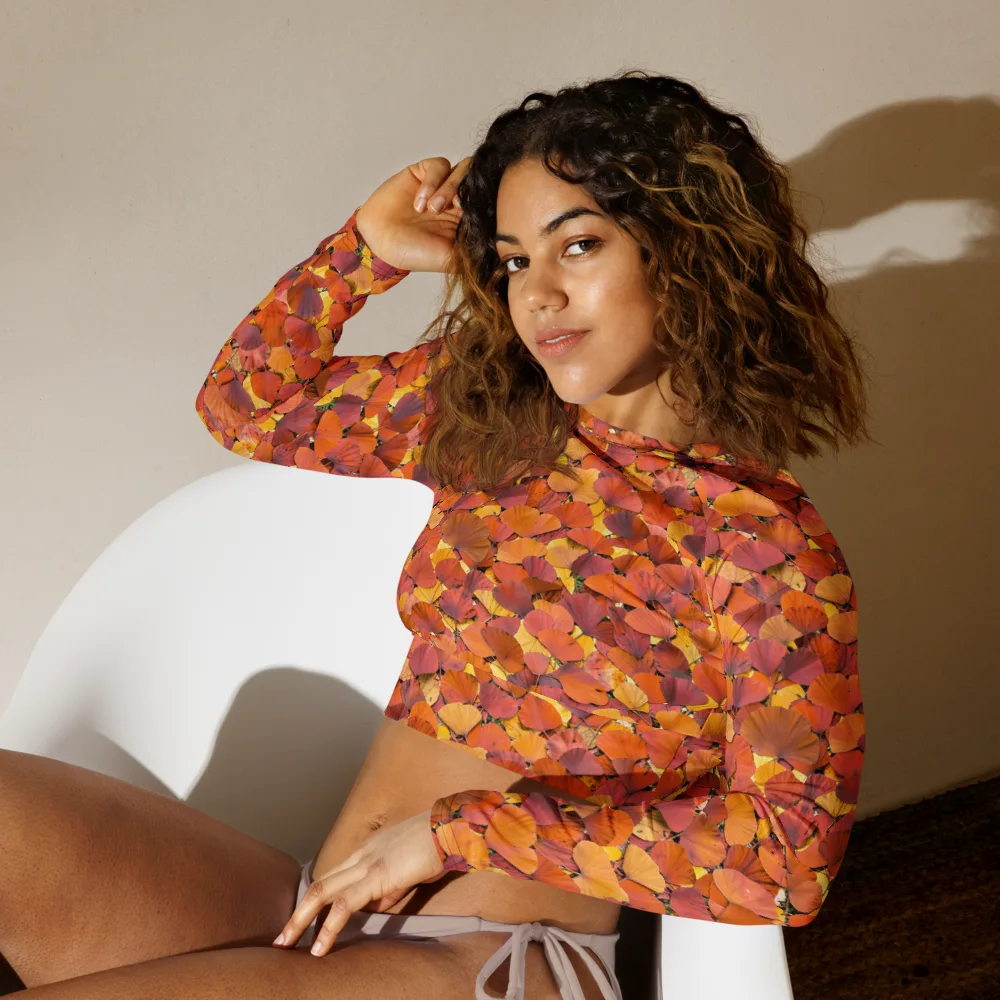 Autumn Ginkgo on Long Sleeve Crop Top — Left Front