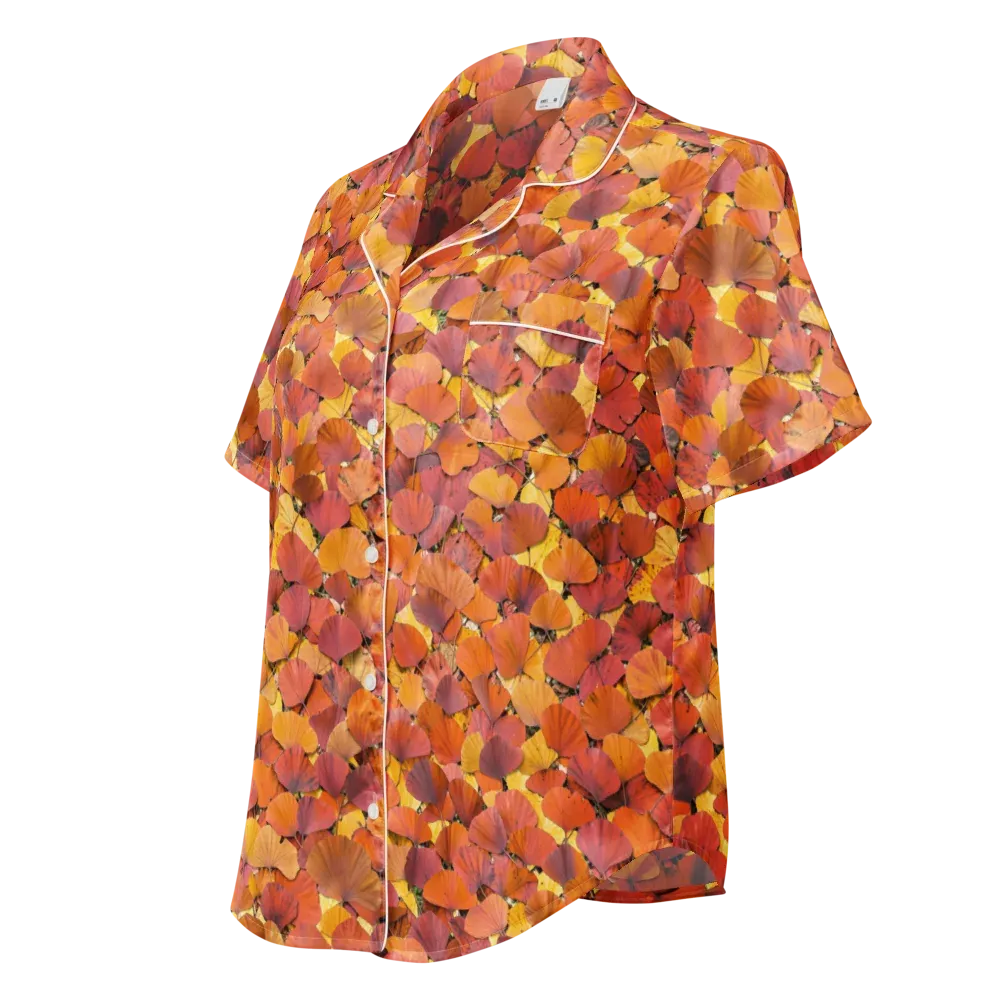 Autumn Ginkgo on Women's Short Sleeve Pajama Top — Left Front