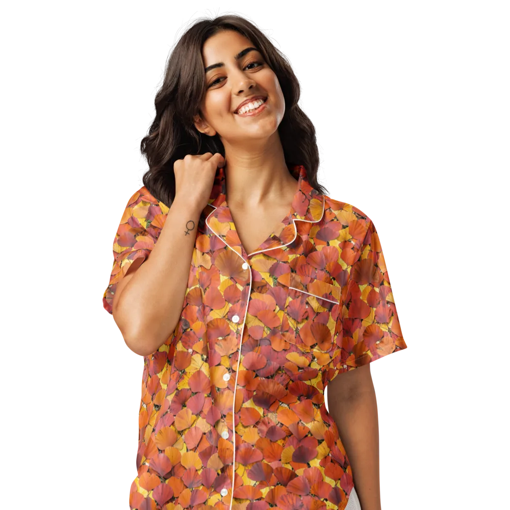 Autumn Ginkgo on Women's Short Sleeve Pajama Top — Front
