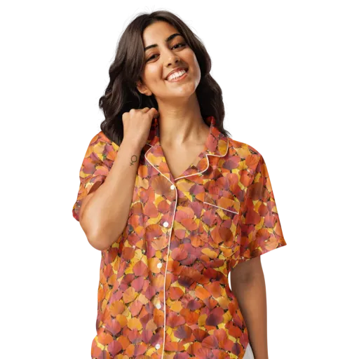Autumn Ginkgo on a Women's Short Sleeve Pajama Top