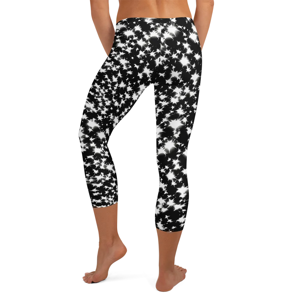 Black Starburst on Capri Leggings — Back