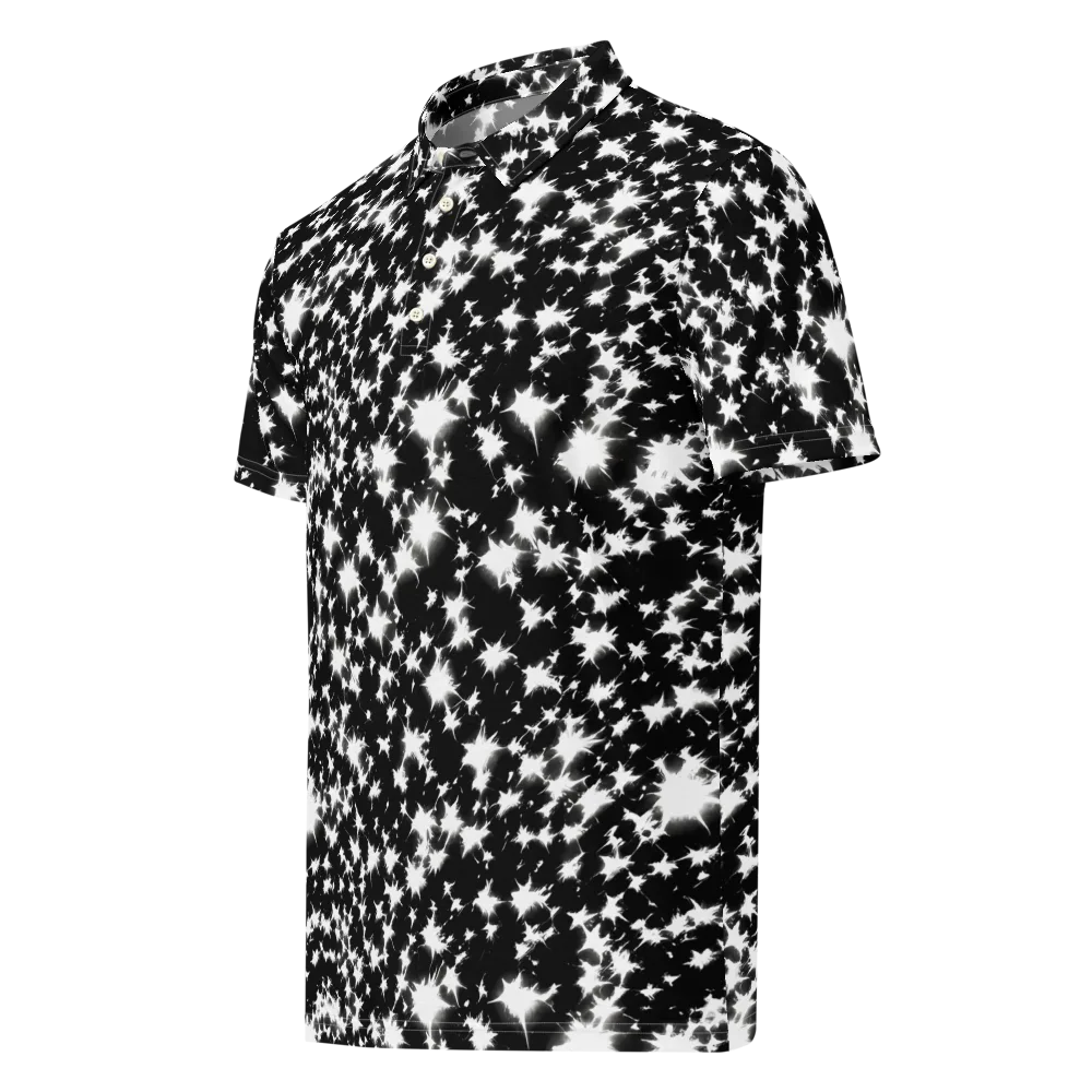 Black Starburst on Men's Slim Fit Polo Shirt — Left Front