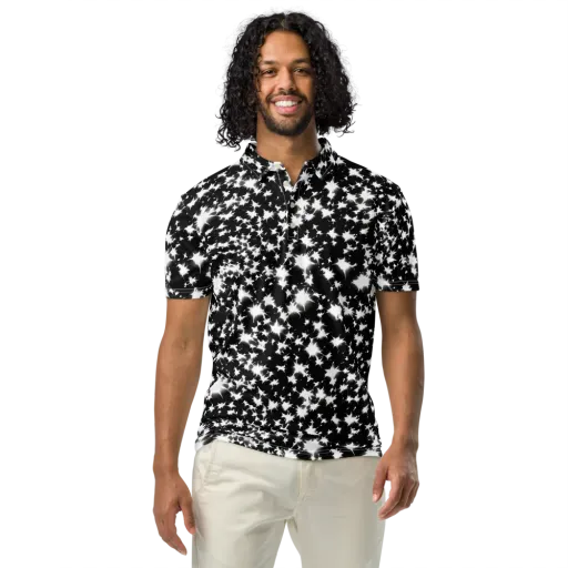 Black Starburst on a Men's Slim Fit Polo Shirt