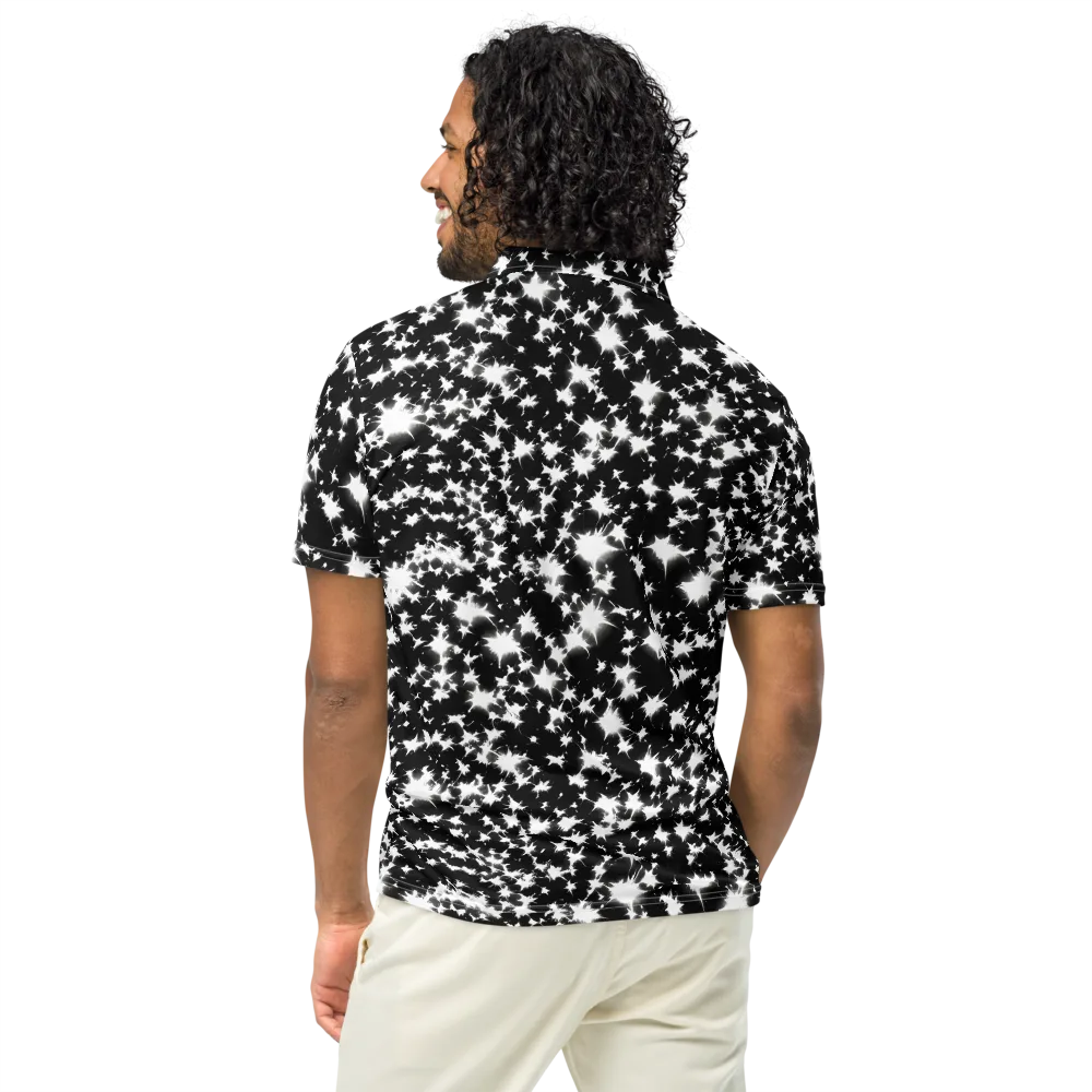 Black Starburst on Men's Slim Fit Polo Shirt — Back