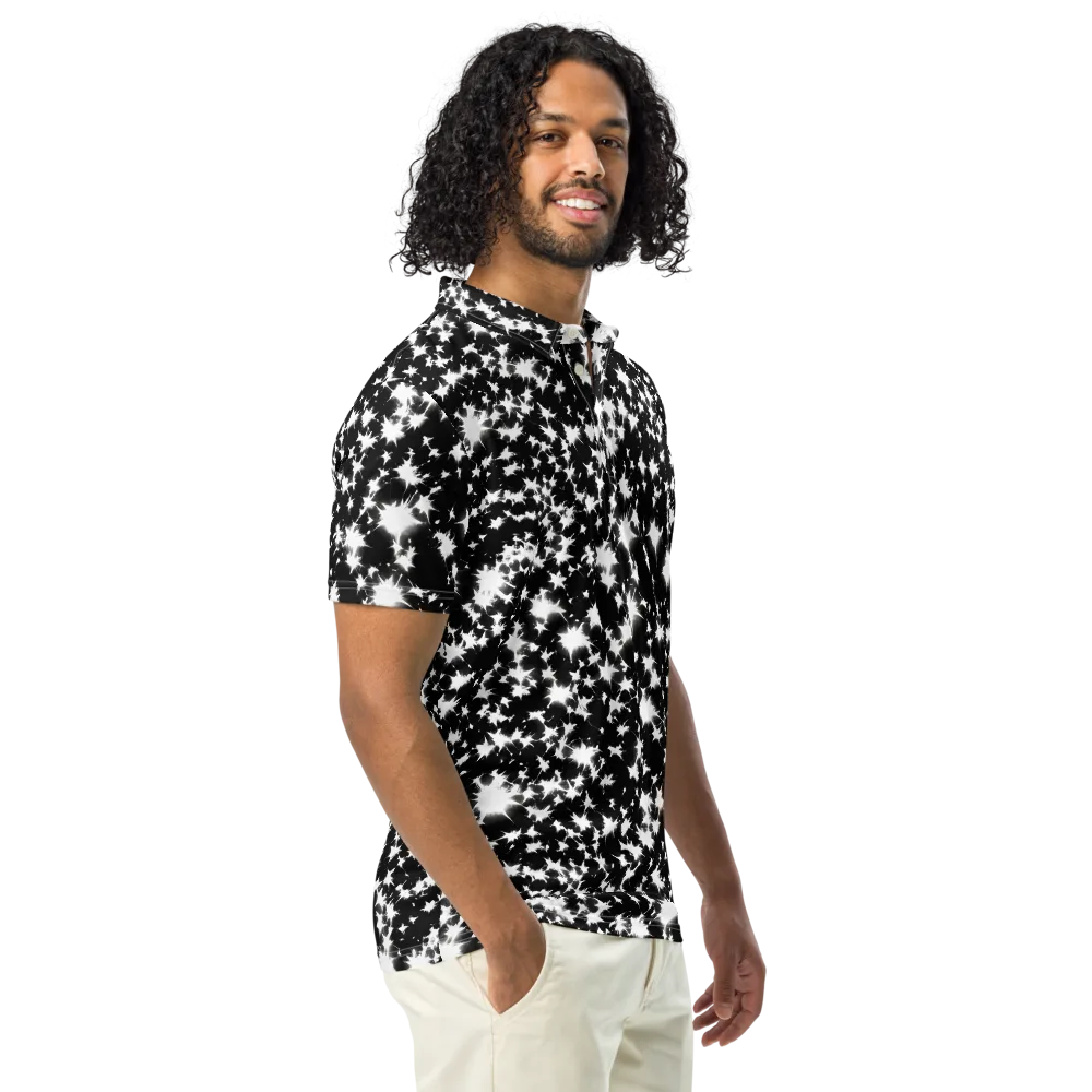 Black Starburst on Men's Slim Fit Polo Shirt — Right Front