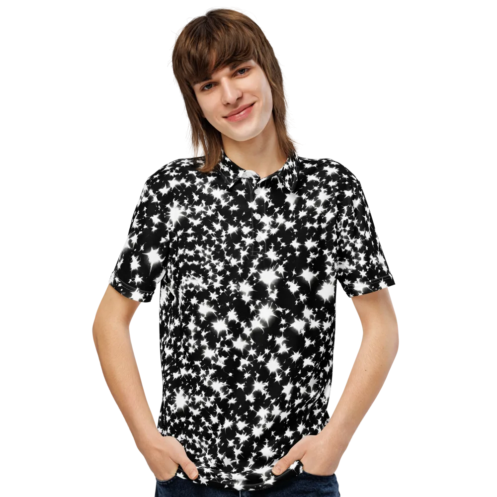Black Starburst on Men's Slim Fit Polo Shirt — Front